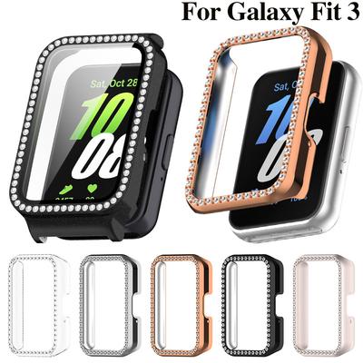Защитный Блестящий PC Полый Чехол Для Samsung Galaxy Fit 3 Умные Часы Ремешок Алмазный Хрустальный Бампер Защитная Крышка Экран