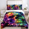 3pcs Colorful Skull Design Bedding Set, Includes One Quilt Cover and Two Pillowcases (No Core), Perfect for Bedroom and Guest Room