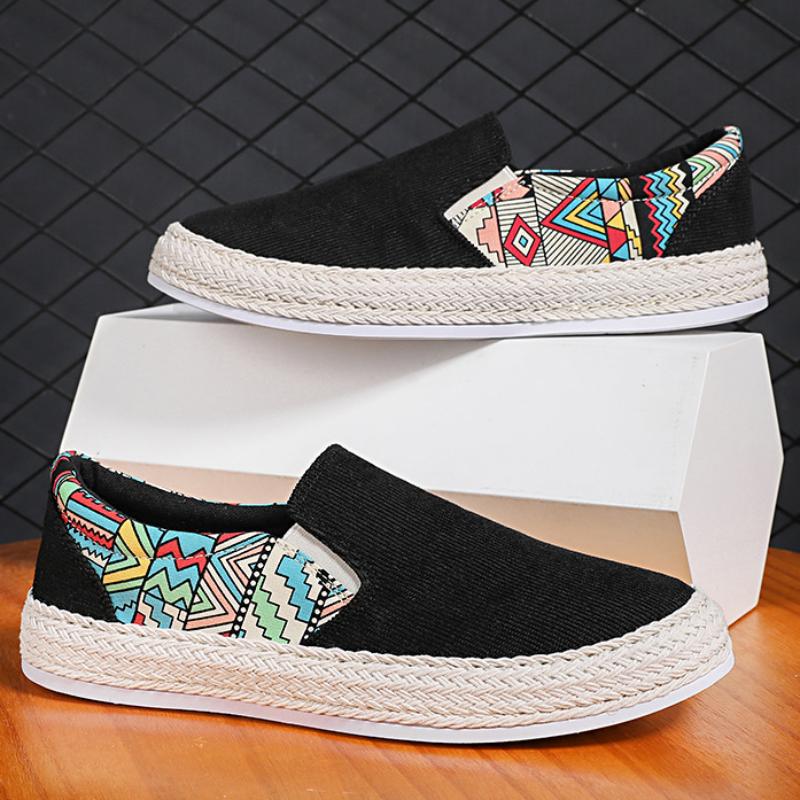 Мужские холщовые мокасины, мужская повседневная дышащая тканевая обувь без застежек, модная мужская обувь, мокасины на плоской подошве, ленивые туфли из парусины