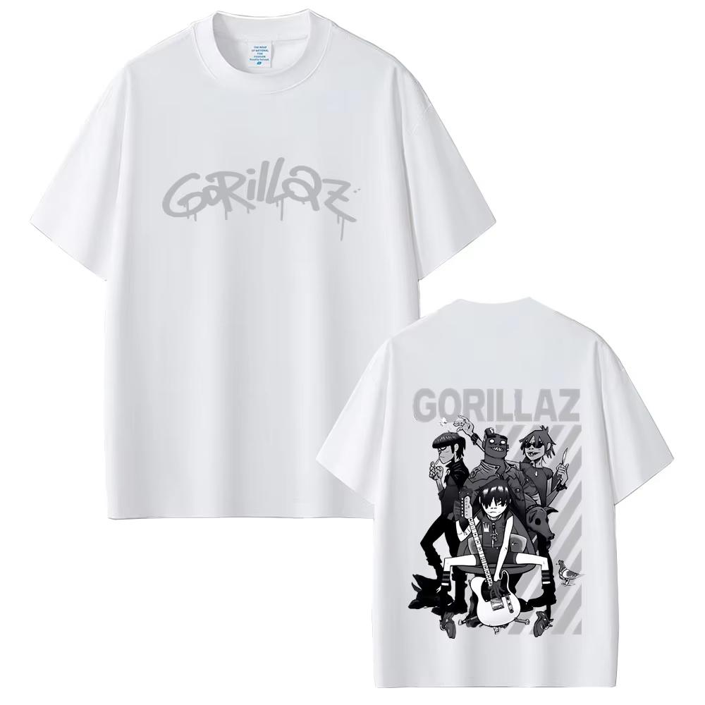 Ограниченный выпуск Футболки с принтом рок-группы Gorillaz Мужские Женские Готические Оверсайз Уличная одежда Мужская Повседневная Винтажная Футболка с коротким рукавом