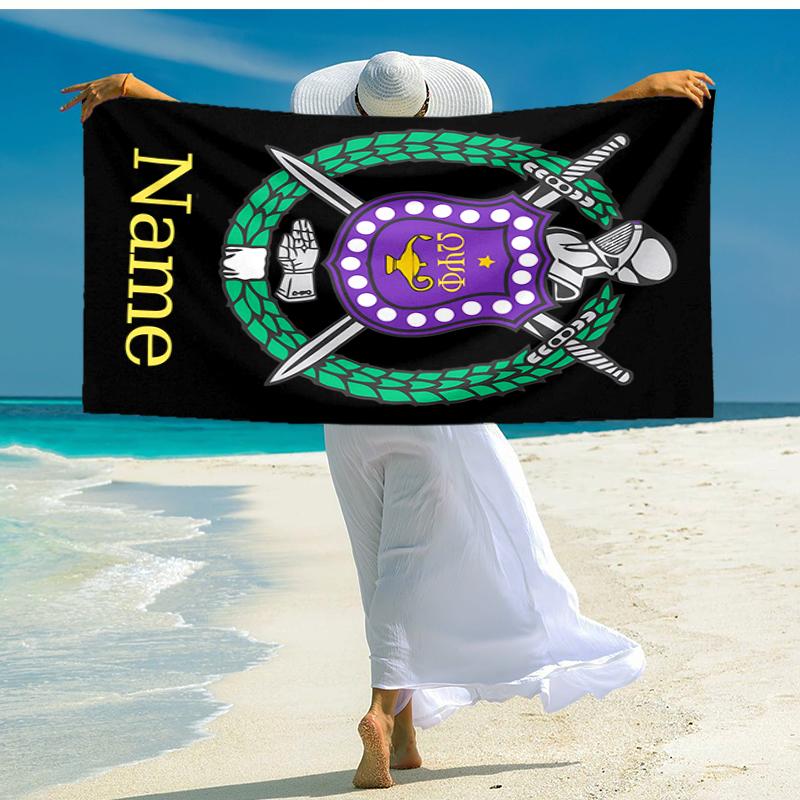 Personalized customized proof beach towel with Omega Psi Phi pattern - soft, absorbent,quick-drying,perfect swimming,camping&bathing