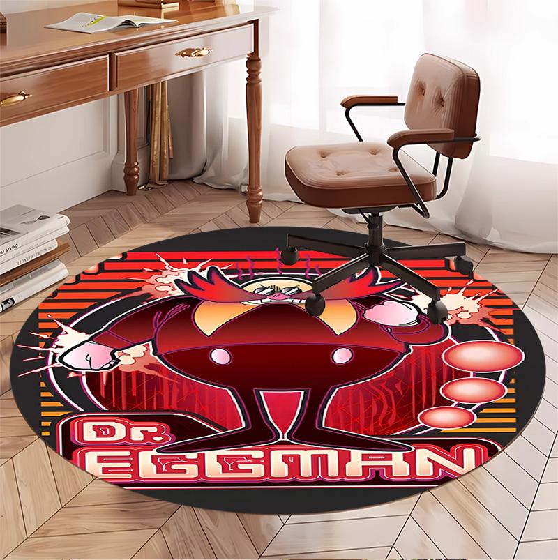 Sonic Pattern Round Rug, Indoor/Outdoor Mat, for Picnic, Gameroom, Bedroom, Office, Living Room, Home Decor Carpet, Birthday Gift