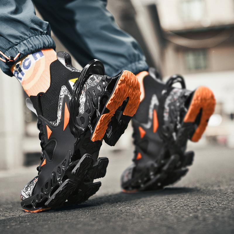 2025 весна и лето новая мужская обувь подошва-лезвие повседневная модная внешнеторговая большой размер летающая тканая сетка дышащая Guochao спортивная обувь