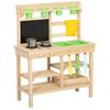 Wooden Outdoor Toy Kitchen, Flower Pots, Sinks, Faucet, Stainless Steel Utensils