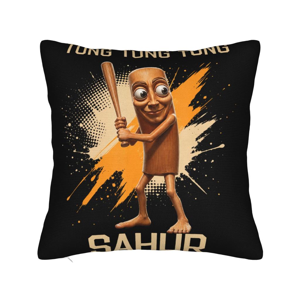 Tung Tung Tung Sahur Brainrot Funny Pillow Case Comfy Pillow Cover Kawaii Pillowcases For Sofa Home Decoration