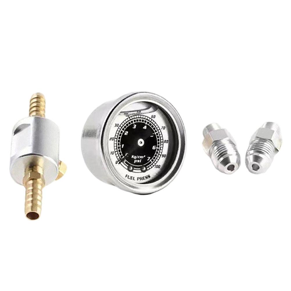 1/8 NPT Fuel Pressure Gauge Kit For Honda For Acura For Mitsubishi For Eclipse Filled Polished Case 0-160 Psi Adaptor Kit