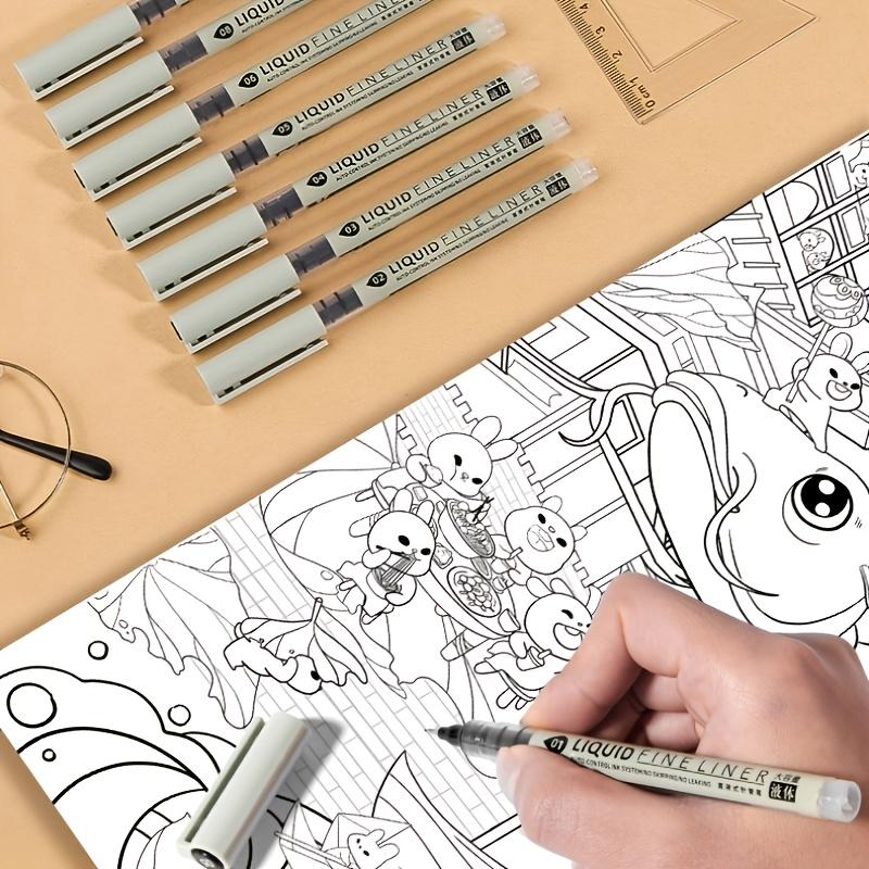 8Pcs Waterproof Fineliner Pens Black Pigment Ink Micron Liner Pen For Drawing Sketching Animation