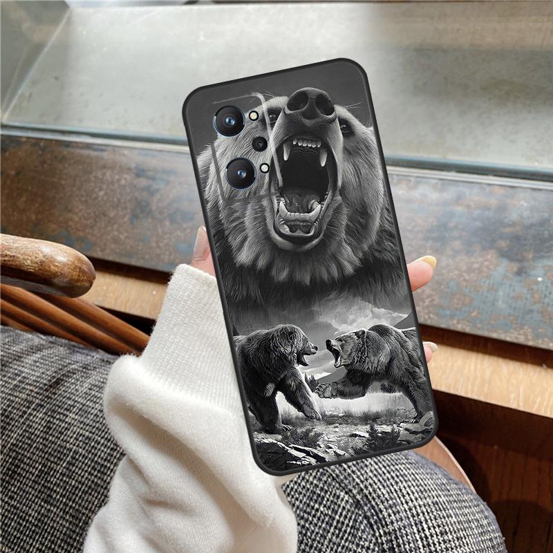 Cute Grizzly Bear Case For Realme 13 Pro Plus 11 12 14 C71 C75 C55 C51 C53 C25 C63 C61 C65 C67 GT6 GT7 15 Pro