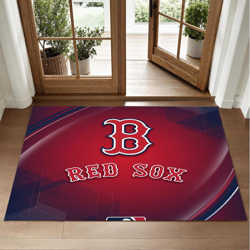 Boston Red Sox Design Crystal Velvet Rug Soft Decorative Mat for Bedroom Entrance