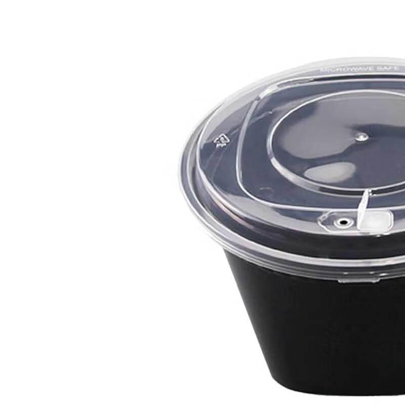 Black Disposable Round Vented Domed-Lid Takeaway Container