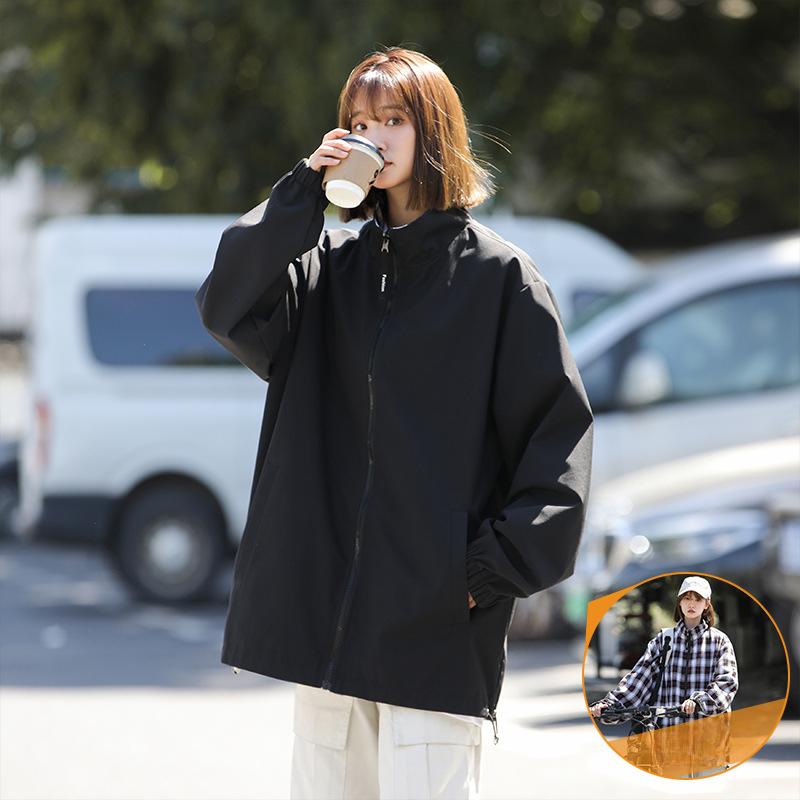 Куртка для влюбленных Мужская и женская новая осенняя мода два наряда японский тренд воротник-стойка свободное пальто