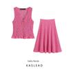 Kaslead Новая женская одежда Западный стиль Мода V-образный вырез Без рукавов Топ Юбка 8486505 8497505