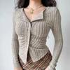 Knitted Cardigan Women  Collar Sweater Coat Vintage Long Sleeve Single Breasted Top Autumn Fashion Girls Knitwear Jumper