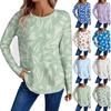 Women's Fashion Casual Long Sleeve Floral Print Round Neck Top