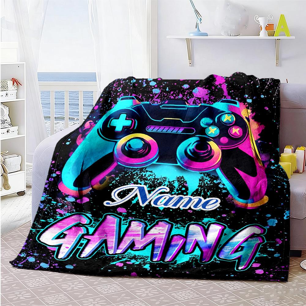 Game Enthusiast Customize Text Blanket Cozy Customizable Blanket Warmthful Decor Great for Sofa Home Decor Couch Office Chair Ideal for All Seasons