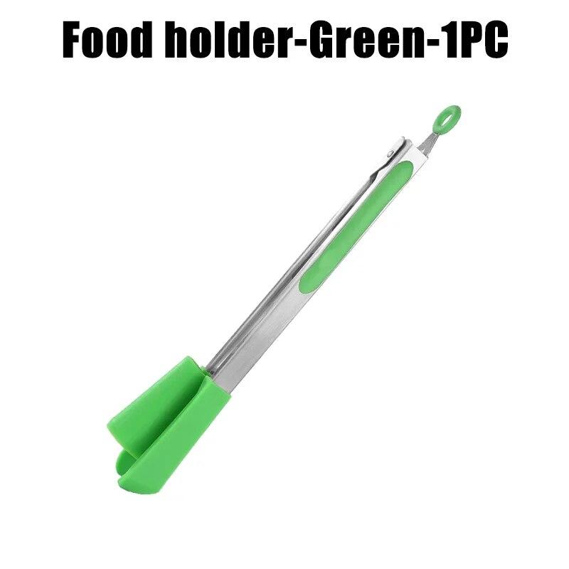 1 шт., зажим для еды из нержавеющей стали, зажим для еды для барбекю, гриля, стейка, силиконовая нескользящая ручка, щипцы для хлеба, вечерние кухонные аксессуары
