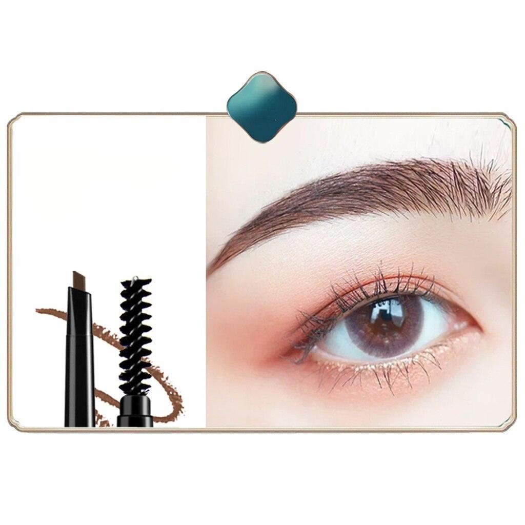 Double Head Eyebrow Pencil Small Triangle Natural Three-dimensional Silkworm Contorting Eyebrow Pencil Waterproof Permanent Makeup for Women