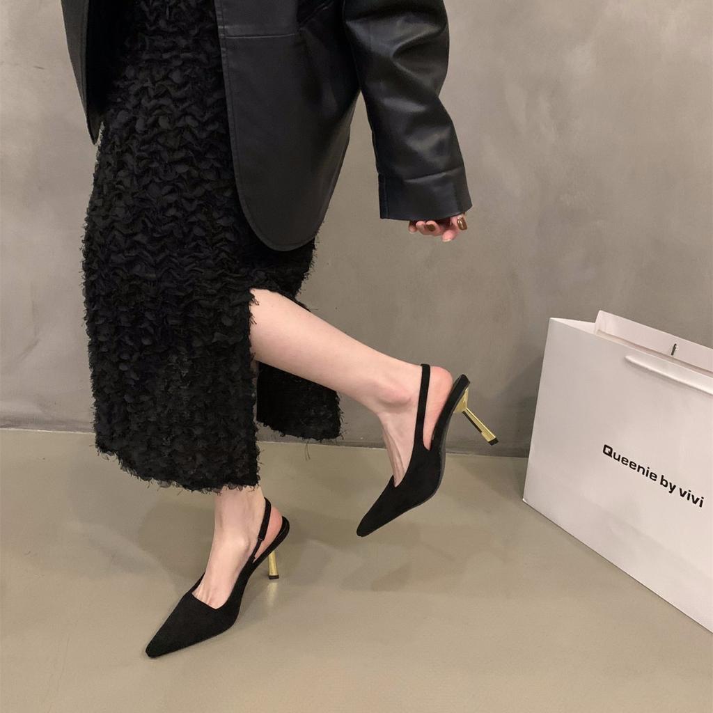 Niche French сандалии с острыми носами на высоком каблуке, туфли-мешки, новинка весны и лета 2025 года, светские туфли для светских львиц