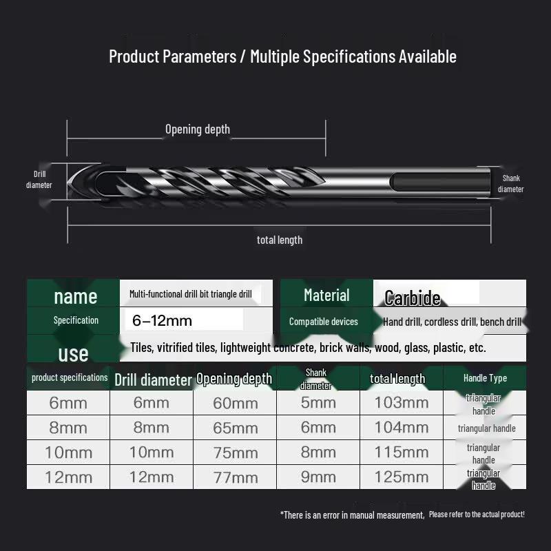 Multifunction Alloy Triangle Shank Drill Bit