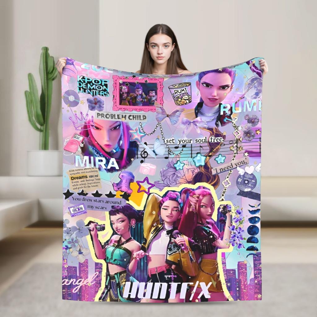 Kpop Демоны Охотницы Охотники Фланелевые Одеяла Руми Мира Джои Креативное Плед для Покрывала 125*100см Коврик Кусок Мягкий
