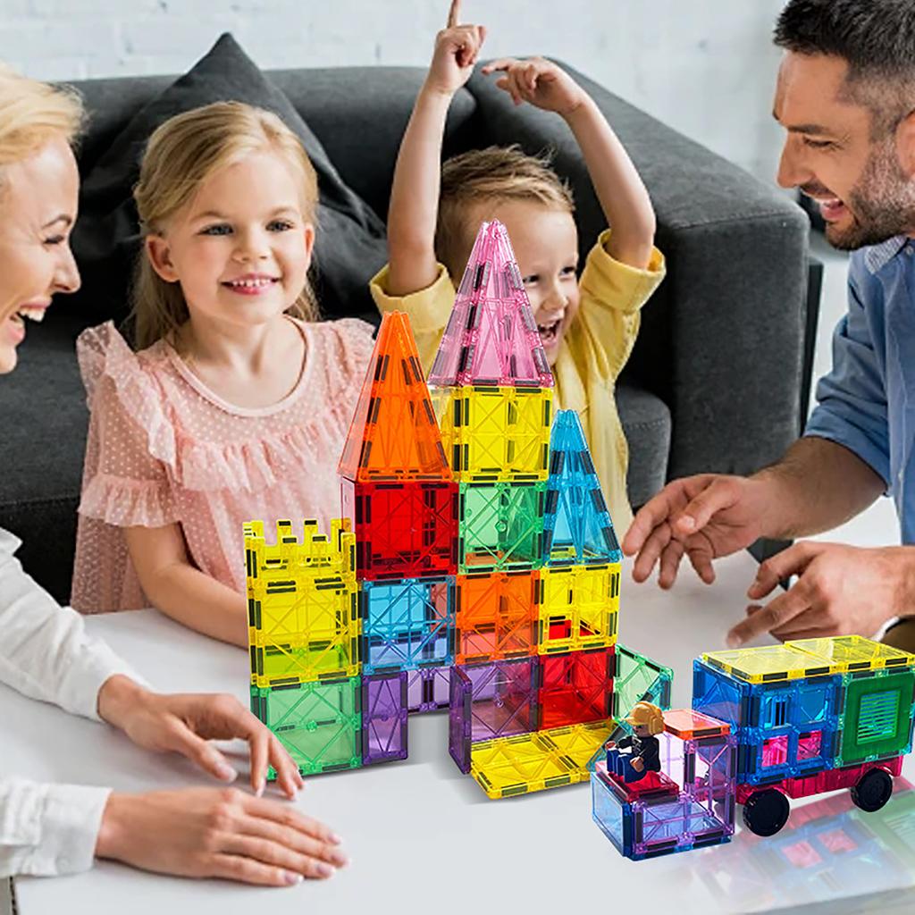 22pcs Large Color Window Magnetic Block Building Toys for Parent Child Interactive DIY Castle Assembly
