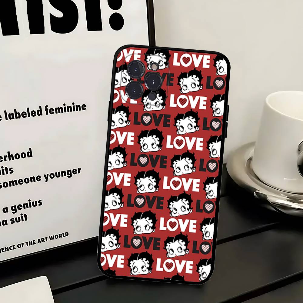 Cartoon B-Betty B-Boop Phone Case For IPhone 14 Plus 13 Mini 11 16 15 17 Pro Max Protection Shockproof