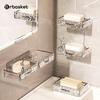 Punch-Free Wall-Mounted Double Soap Box - High-End Bathroom Soap Drain Storage Rack