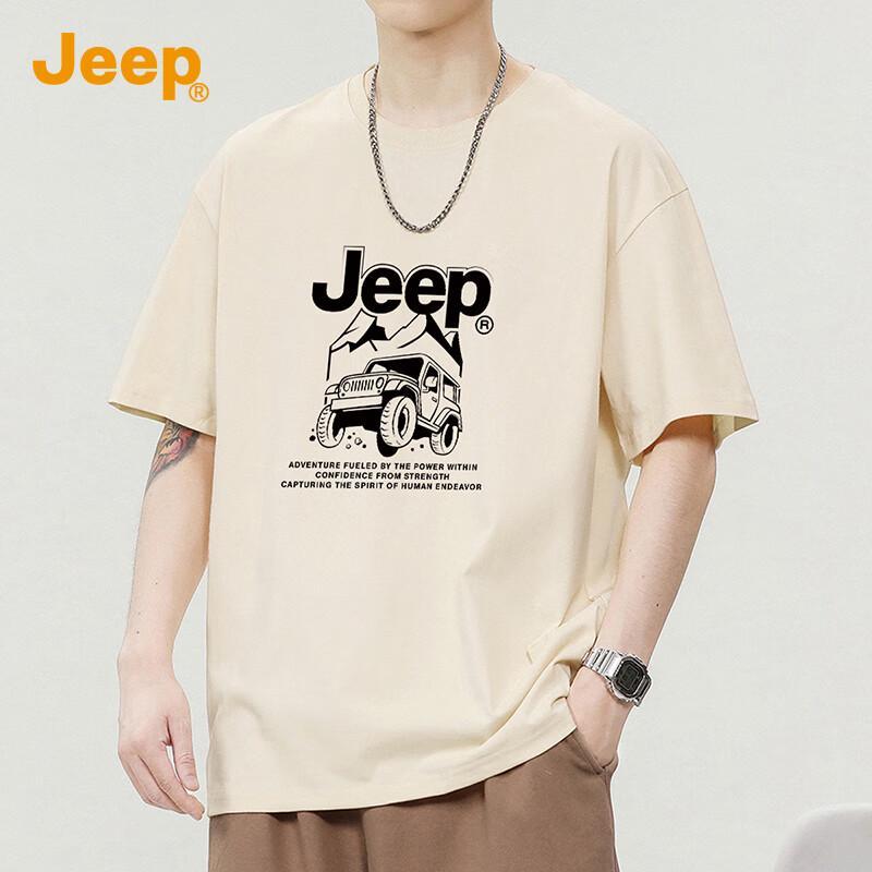 Jeep Мужская хлопковая футболка с коротким рукавом, плотность 260 г/м²