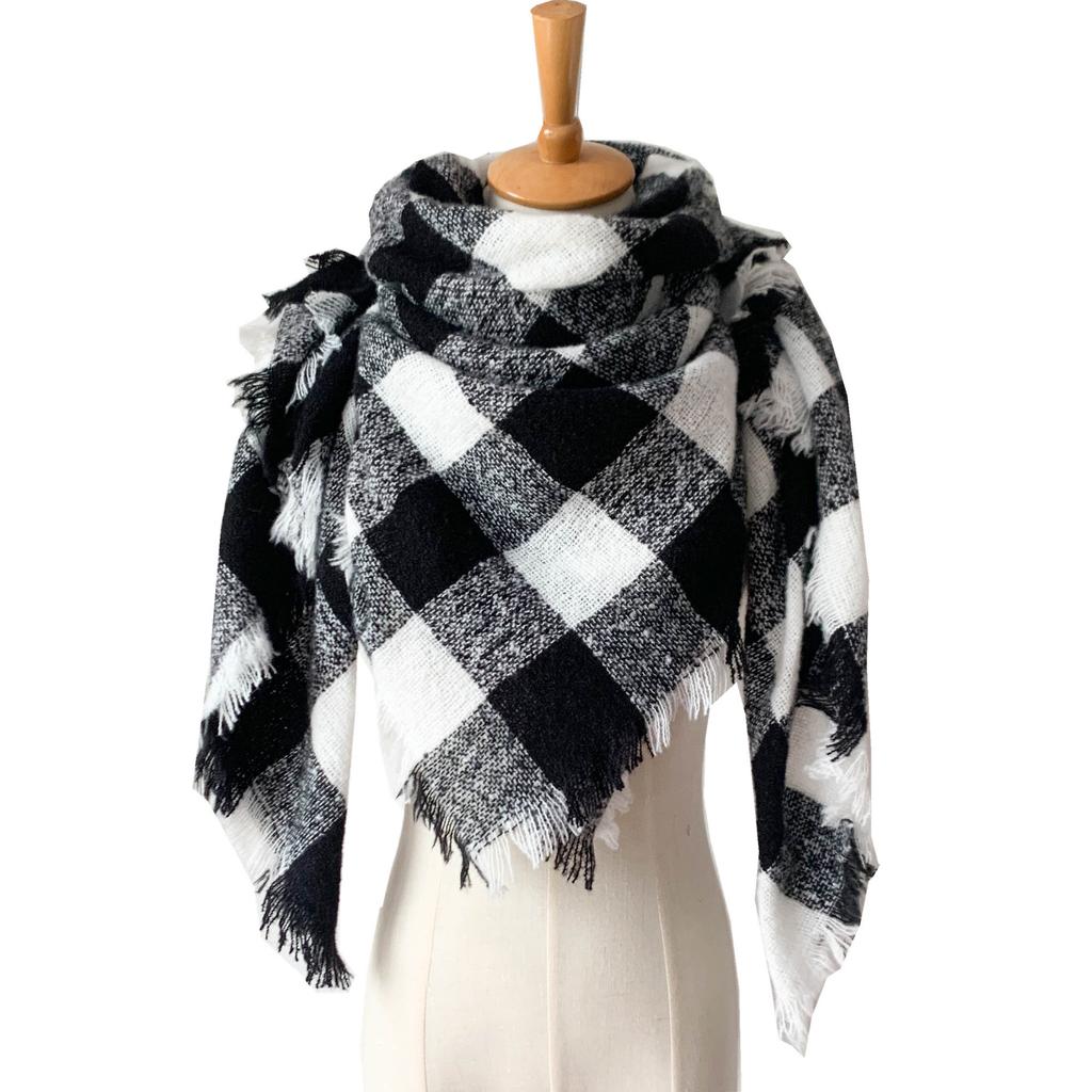 Spring Autumn Winter Shawl Ladies Plaid Triangle Scarf