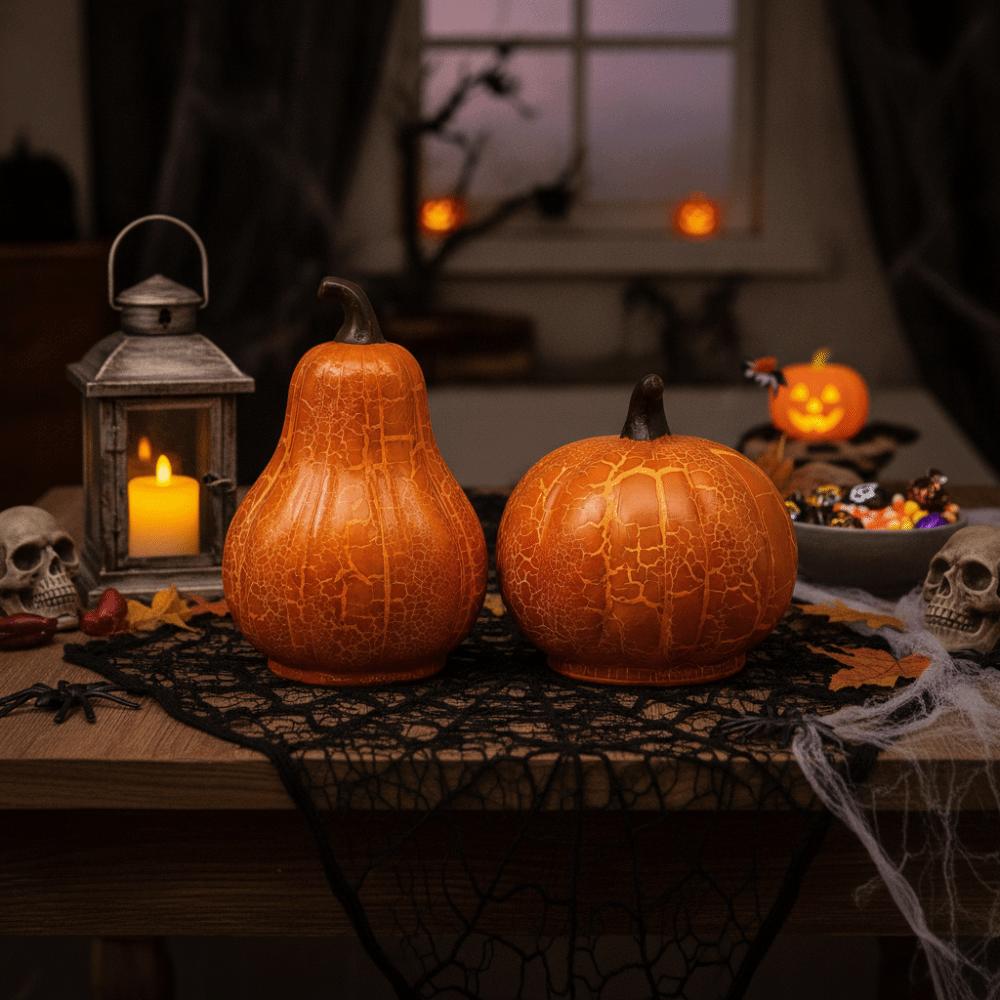 Glowing Halloween LED Pumpkin Light Surface Crack Design Table Pumpkin Ornament Bedroom