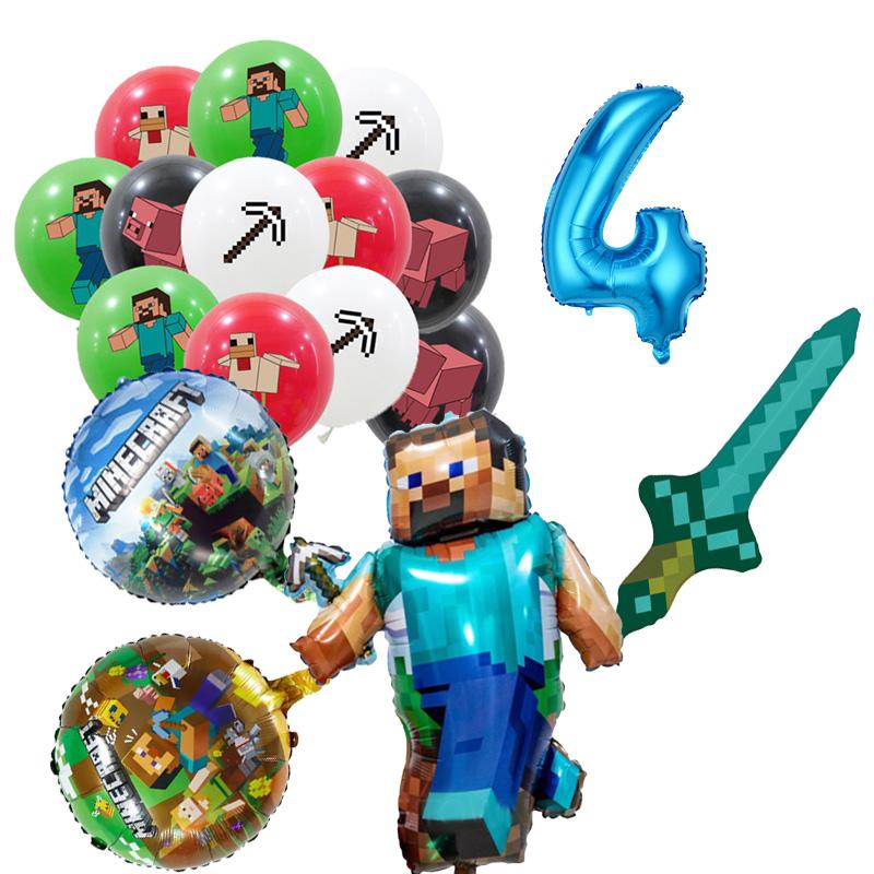 MC Pixel Games Birthday Party Decorations Tableware Cup Plate Napkin Tablecloth My World Balloon Party Favors Gifts Supplies