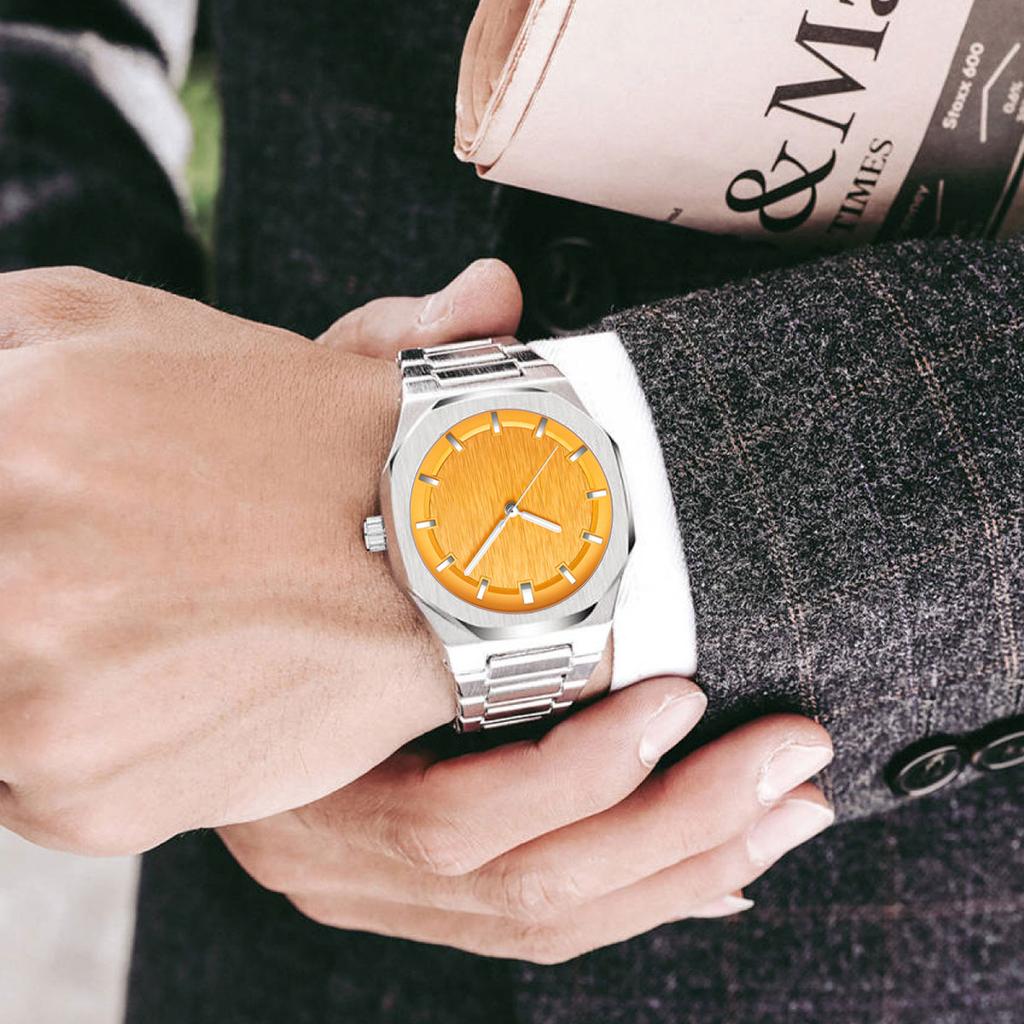 PINTIME Роскошные уникальные часы для мужчин из нержавеющей стали с кварцевыми часами, простой циферблат, деловые мужские часы для вечеринок, модные мужские часы