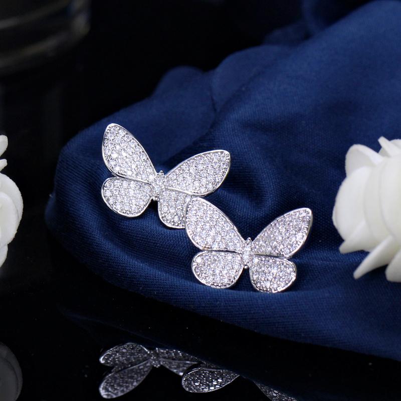 CMM Trendy Zirconia Chic Butterfly Shape Big Stud Earrings
