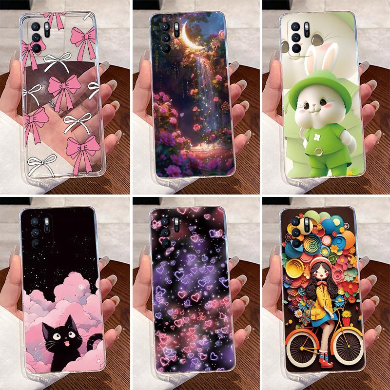 Чехол для OPPO Reno 6Z 5G Reno6 Z Reno6Z CPH2237 Чехол для телефона Роскошный Милый Сердце Любовь Кролик Забавный Прозрачный Мягкий Силикон Задняя Крышка
