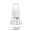 Fashion Style 2024 Autumn New Women's Clothing Stylish Easiest for Match V-neck Halter Dress Short Skirt 8342201