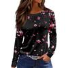 Women's Casual T-shirt 3D Floral Print Round Neck Retro Elegant Long Sleeves Women's Fashion Pullover Long Sleeve T-shirt Top