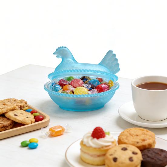 Candy Jar with Lid Chicken Shaped Vintage Decorative Candy Bowl Plastic Hen Nesting Candy Dish Kitchen Candy Organizer