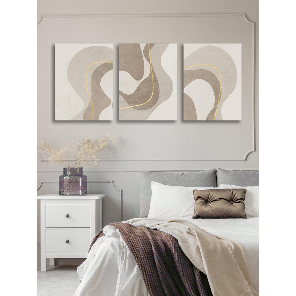 3-х компонентный линейный стиль настенного искусства холст Картина Бохо Абстракция золото Современный печатный постер Гостиная Спальня украшение дома рамка