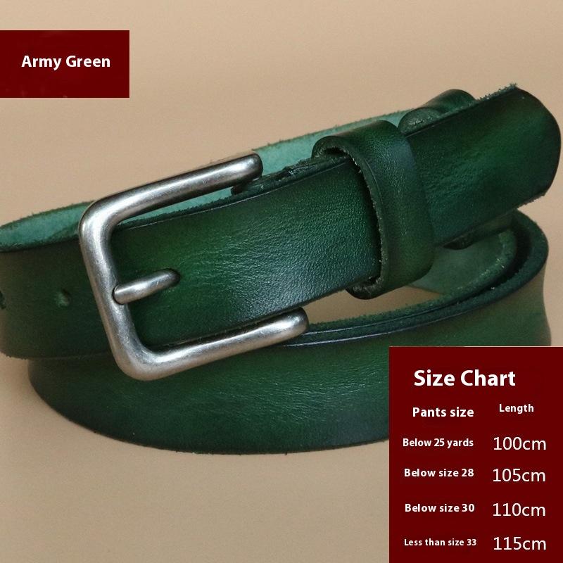 Винтажный кожаный ремень Натуральная кожа Джинсовый Верхний слой Коровья кожа Женский ремень Корейский стиль Повседневный Тонкий Ремень с пряжкой