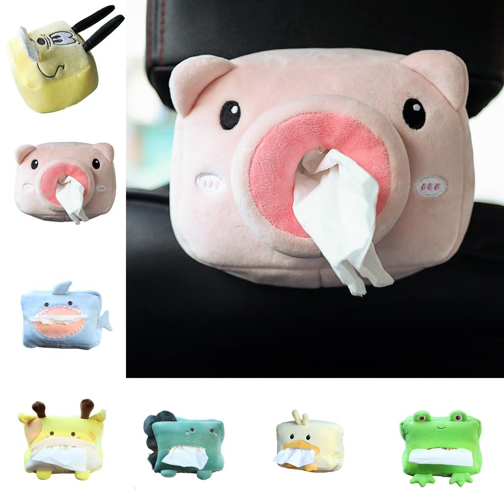 Cartoon Tissue Box Holder Cute Short Plush Tissue Boxes Bracket Auto Armrest Box Car Seat Back Car Decorations Car Tissue Holder