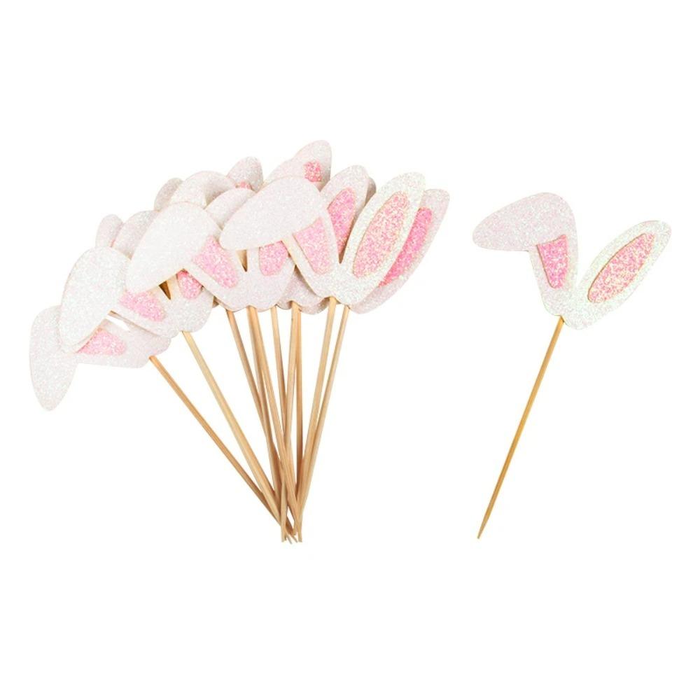 10pcs Cake Cupcake Toppers Rabbit Easter Party Decorations Cute Easter Bunny Ears