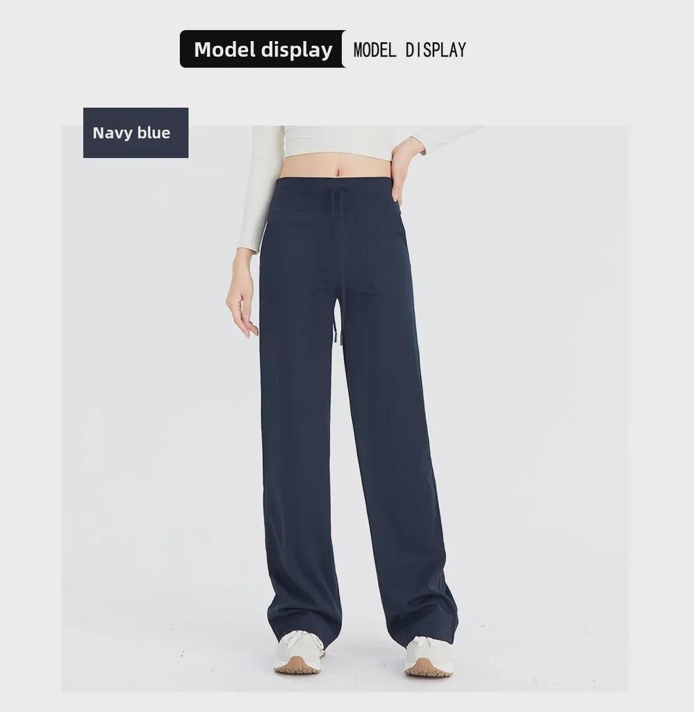 Женские широкие брюки для йоги телесного цвета с высокой талией и шнурком — дышащие, свободный крой для фитнеса