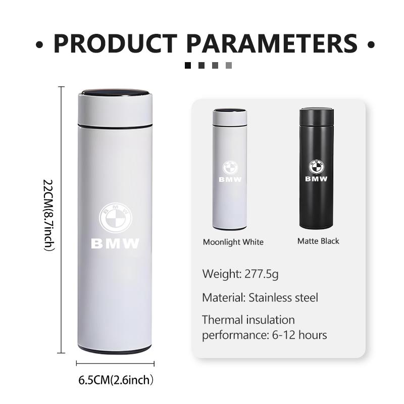 Car Stainless Thermos Bottle Temperature Display Thermos Cup For BMW M Performance E36 E46 E60 E90 E91 E92 E93 F30 F20 AC4