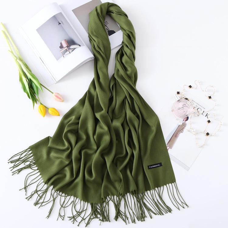 2024 Autumn And Winter New Solid Color Extended Thin Imitation Cashmere Scarf Versatile Warm Neck Protection Scarf Shawl For Women