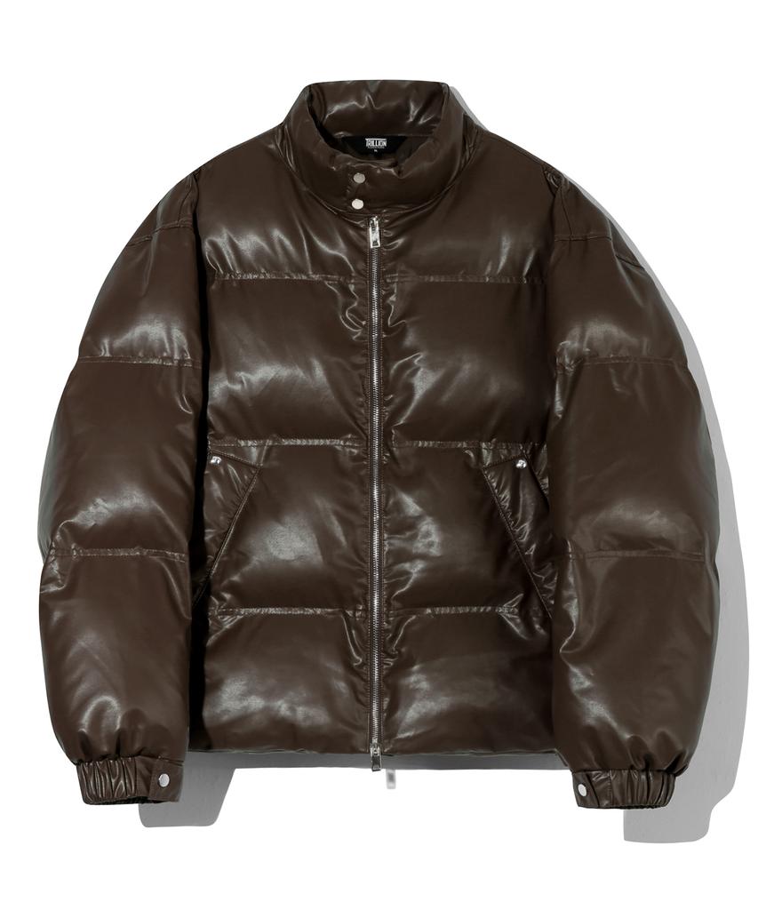 Короткая стеганая куртка Trillion Biker из веганской кожи (коричневый)