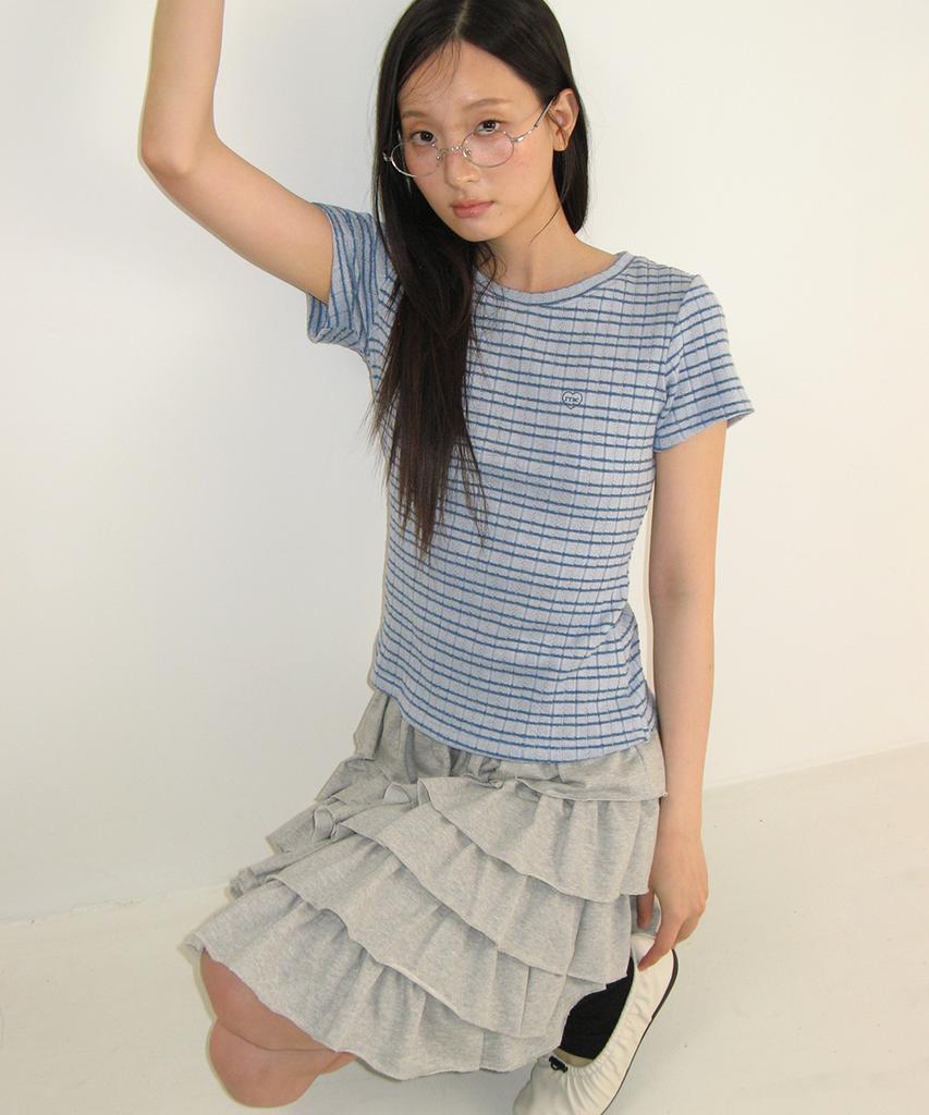 Ronron Cancan Tiered Midi Skirt Gray