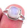 Натуральный Радужный Лунный Камень Драгоценный Камень Ручной Работы 925 Стерлинговое Серебро Кольцо Размер 7 w1N18