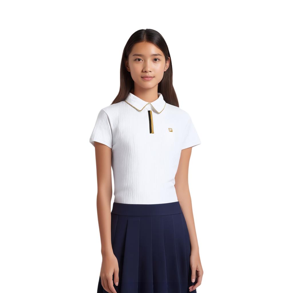 Fila Защита от солнца Повседневная Удобная Вязаная Футболка-поло с коротким рукавом Женские топы Нефритово-белый A11W435102FWT