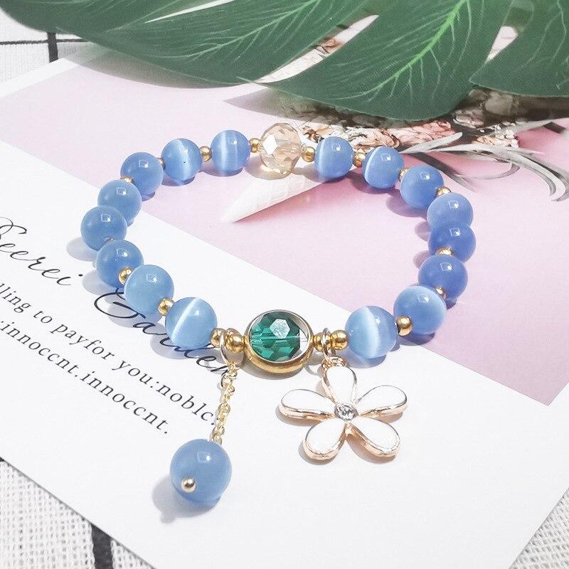 Новый женский милый простой и модный универсальный браслет с опалом, подвеска в виде цветка, разные цвета, ювелирные изделия из одного круга
