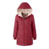 Women's Coat Solid Color Lambfleece Glossy Geometric Check Hooded Zipper Mid-length Cotton Jacket